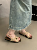 Bonnyshow  New Summer Women Sandals Fashion Simple Versatile Women Shoes Elegant Classic Retro Flats Breathable Daily Buckle Strap Sandals