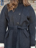 Bonnyshow Winter Warm Lace up Women's Coat Solid Color Vintage Single Breasted Coat Fashion Autumn Women's Jackets New Retro Outerwear