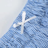 Bonnyshow  Sweet Girls Plaid Bow Cake Skirts Shorts Summer New Chic Beach Style Casual Low Waist Slimming Mini Shorts for Women