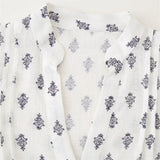 Bonnyshow  women's shirt with puffy sleeves round V-neck print casual temperament summer new style shirt