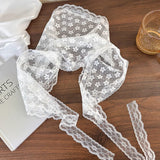 Bonnyshow Summer Lace Headscarf Women Flower Embroidered Triangle Scarf Hair Band Sweet White Turban Headband Headwarp Hair Accessories