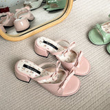 Bonnyshow  Designer Summer Thick Heel Women Slippers Fashion Butterfly-knot Ladies Outdoor Dress Slides Sandalias