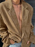 Bonnyshow Vintage Suede Women's Jacket Solid Color Casual Loose Jackets Autumn Retro Lapel Women Coat New Fashion Ladies Coats Outerwear