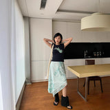 Bonnyshow  Women Soft Cozy Stretch Chic 2000s T-shirt 2025 New In Slim Fit Top Women Clothes Dongdaemun Women Summer