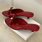 Bonnyshow  New Summer Thin Low Heels Slippers Women Fashion Butterfly-knot Open Toe Sandals Female Slides Shoes