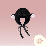 Bonnyshow Cute Sheep Plush Hat for Women Winter Warm Lamb Fleece Fluffy Costume Cap Cartoon Cosplay Bucket Beanies Hats Christmas Gift