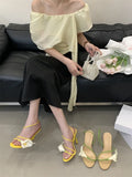 Bonnyshow  Sexy PVC Transparent Flower Narrow Band Women Sandals Street Style Open Toe Thin High Heels Party Prom Shoes