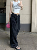 Bonnyshow Y2k Black Polka Dot Jeans Women Vintage High Waist Loose Wide Leg Pants Korean Streetwear Fashion Casual Straight Trousers