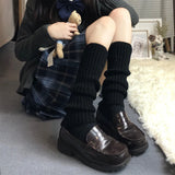 Bonnyshow Knitted Leg Warmers for Women Japanese Lolita Woolen Girls Legging Winter Warm Goth Female Long Socks Accessories