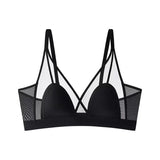 Bonnyshow French Triangular Bras Sexy Gauze Bra No Steel Ring Ultra Thin Lingerie Deep V Breathable Wireless Summer Brassiere For Women