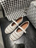 Bonnyshow  New Casual Fashionable Women's Summer Hollow Ladies Shoes Closed Toe Sandals Soft and Comfortable Ballet Flat Shoes
