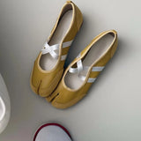 Bonnyshow  Split-Toe Casual Ballet Flats Shoes Women Pu Leather Cross Band Mary Janes Shoes Spring Autumn Streetwear Elegant Loafers New