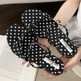 Bonnyshow  Comfort Soft Sole Wedge Slipper Women Elegant Bow Polka Dot Design Brand Slide Sandal Fashion Narrow Band Dress Zapatos De Mujer