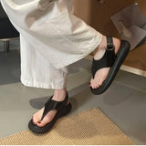 Bonnyshow  Summer Clip Toe Platform Flats Women Sandals Fashion Ankle Buckle Shoes Ladies Outdoor Gladiator Sandalias