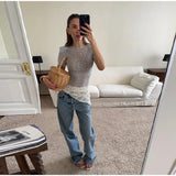 Bonnyshow  Retro Knitted Jumpsuit Top Long Skirt Set Lady Casual Solid Hollow Pad Shoulder Tops Low Waist Skirts Sets Women 2025 Chic Beach