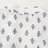 Bonnyshow  women's shirt with puffy sleeves round V-neck print casual temperament summer new style shirt