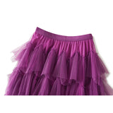 Bonnyshow    Fashionable Long Tutu Tulle Skirt for Women  Spring Summer Elegant Solid A Line High Waist Tiered Mesh Skirt Female