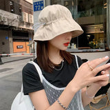 Bonnyshow Summer Drawstring Bucket Cap for Women Quick Dry Panama Sun Hat Solid Color Adjustable Female Lady Fisherman Caps