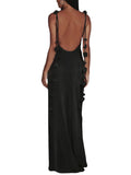 Bonnyshow  Elegant Floral Print Sleeveless Maxi Dress with Tassel Detailing and Backless Design for Summer Parties and Clubs