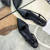 Bonnyshow  Summer 2025 Women's Versatile Fairy Tale Style Semi-Closed Flat Sandals with Skirt Buckle Thick Heel All-Match Flat Shoes