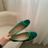 Bonnyshow  New Style Fashion Elegant Velvet Ballerina Shoes Woman Luxury Velour Ballet Flats Ladies Retro Round Toe Bowknot Shallow Loafers