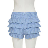 Bonnyshow  Sweet Girls Plaid Bow Cake Skirts Shorts Summer New Chic Beach Style Casual Low Waist Slimming Mini Shorts for Women