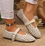 Bonnyshow  New Casual Fashionable Women's Summer Hollow Ladies Shoes Closed Toe Sandals Soft and Comfortable Ballet Flat Shoes