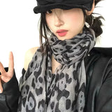 Bonnyshow Leopard Scarf Y2k Vintage American Hottie Silk Scarf Shawl Women's Scarf Beach Shawl Sunburn Prevention Coldproof  Accessories