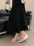 Bonnyshow  New Summer Clip Toe PVC Transparent Wedges Heels Women Slippers Fashion Party Flip Flop Slides Shoes