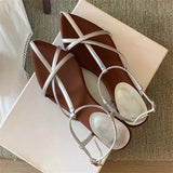 Bonnyshow  2025 Summer Womens Sandals  Fashion Pointed Toe Buckle Strap Narrow Band Low Heels Shoes Zapatos Mujer