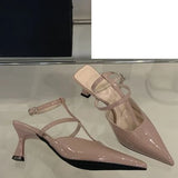 Bonnyshow  Sexy Designer Sandals Woman Street Style Buckle Strap Pointed Toe Thin High Heels Pumps Party Banquet Strippers Shoes Female