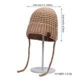 Bonnyshow Winter Wool Bucket Hat for Women Warm Knitted Ear Protection Cap Korean Solid Color Coldproof Crochet Fisherman Hats