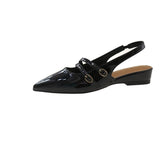 Bonnyshow  French Style Elegant Pointed Toe Sandals Women's New Soft Bottom Soft Leather Style Fashionable All-match Single-layer Shoes