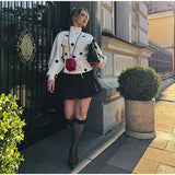 Bonnyshow  Loose Polka Dot Zipper Women's Jackets Slim Stand Collar Full Sleeve Pockets Jacket Female 2025 Autumn Fashion Lady Streetwears