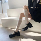 Bonnyshow Women's Summer Spring Cotton Socks Thin White Lolita Lace Stocking Black Jk Bow Sweet Mid-leg Calf Socks Sweet Style Girls Gift
