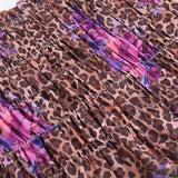 Bonnyshow  Floral Leopard Print Mini Skirt Set Backless Strapless Top Y2K Chic Two-Piece Outfit For Women Summer Casual Beachwear