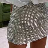 Bonnyshow Women Mini Skirts Sexy Hot Girl Sequined Light-Reflecting & Short Type Sheath Skirt Carnival Party Clothing New Dress