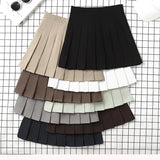 Bonnyshow Brown Skirt Ladies 2022 Summer Clothes Women's High Waist Harajuku Korean Style Black Mini Pleated Skirt For School Girl Uniform