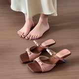 Bonnyshow  Summer Women's Shaped Slippers with Fashion Square Toe Dress Shoes Bow Pump Buckle Cute Women's Sandals 2025 Designer Flip-flops