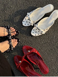 Bonnyshow  New Summer Thin Low Heels Slippers Women Fashion Butterfly-knot Open Toe Sandals Female Slides Shoes