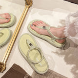 Bonnyshow  Summer Shoes Women Bohemia Beach Flip Flops Soft Flat Sandals Woman Casual Comfortable Plus Size Wedge Sandals