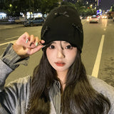 Bonnyshow Korean Bow Women Beanie Cap Autumn Winter Warm Girls Knitted Hat Solid Color Bowknot Female Thermal Skullcap
