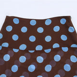 Bonnyshow  2025 Summer Casual Dot Printed Women Suit Fashion Halter Backless Sleeveless Zipper Tops Elegant Elegant Ladies Skirt Set