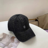 Bonnyshow Summer Denim Baseball Cap for Women Retro Letter Snapback Hat Korean Washed Cotton Lady Girls Duck Tongue Hats