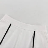 Bonnyshow  Contrast Vest Suit Womrn's Cross O Neck Sleeveless Top Loose Trousers Female 2025 Fashion Casual Pants Two Pieces Set