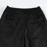 Bonnyshow  Fashion Black V Waistband Woven Pants Women's Low-Waist Casual Loose Trousers Streetwear Wide-legged Pants 2025 Clothes