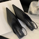 Bonnyshow  Lace Denim Women's Closed Toe Sandals Low-Heeled Shoes With Strap Low-heeled Laces Stiletto  Pointed Clear Fashion Girls