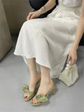 Bonnyshow  New Fashion Open Toe Narrow Band Butterfly-kont Thin Heels Women Slippers Summer Party Dress Slides Shoes