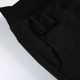 Bonnyshow  Fashion Black V Waistband Woven Pants Women's Low-Waist Casual Loose Trousers Streetwear Wide-legged Pants 2025 Clothes