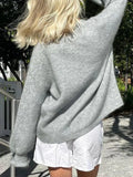 Bonnyshow  Solid Simple Loose Cardigan Sweater Women V Neck Single Breasted Long Sleeve Knitwear Autumn Casual Fashion Knitted Outerwear